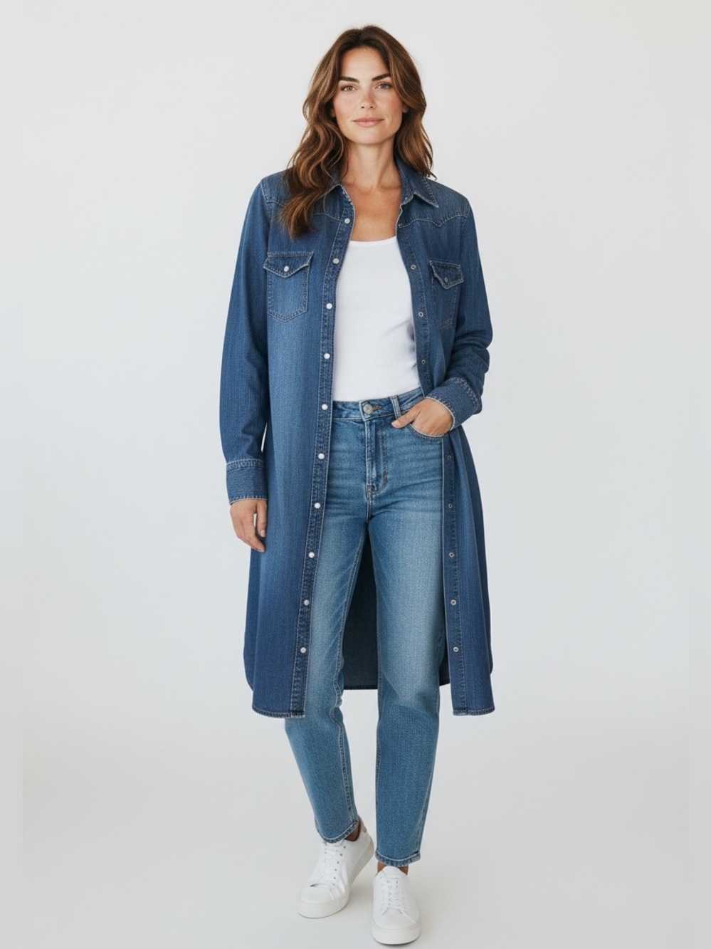 Old Navy Denim Blue Long Sleeve  Dress  and/or Duster